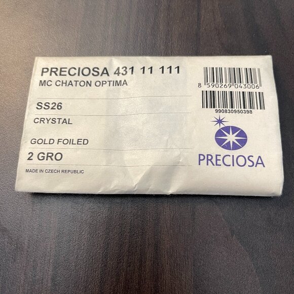 PRECIOSA 431 11 111 MC CHATON OPTIMA  SS26 CRYSTAL GOLD FOILED 2GRO MADE IN CZEC - Picture 1 of 2